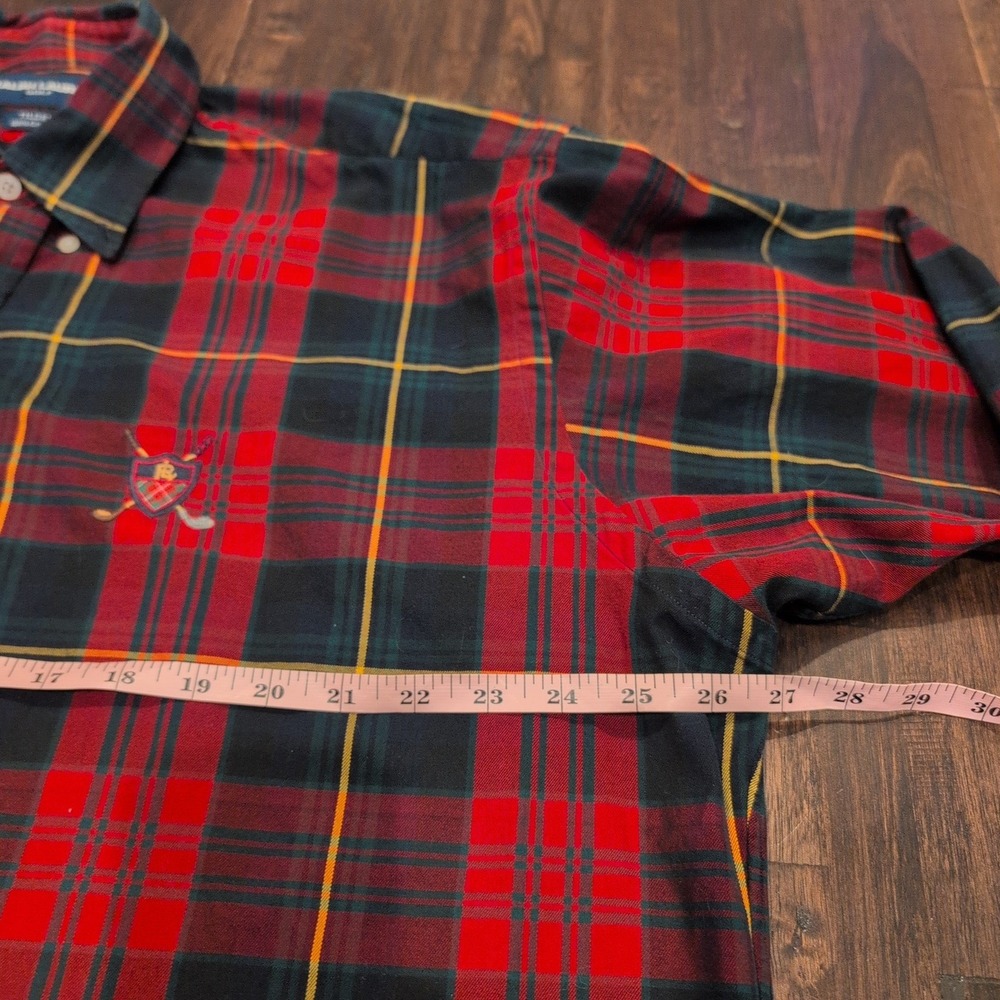 Vintage Polo Ralph Lauren Golf Tilden Plaid Long Sleeve Shirt Mens L Red Green - Picture 5 of 6